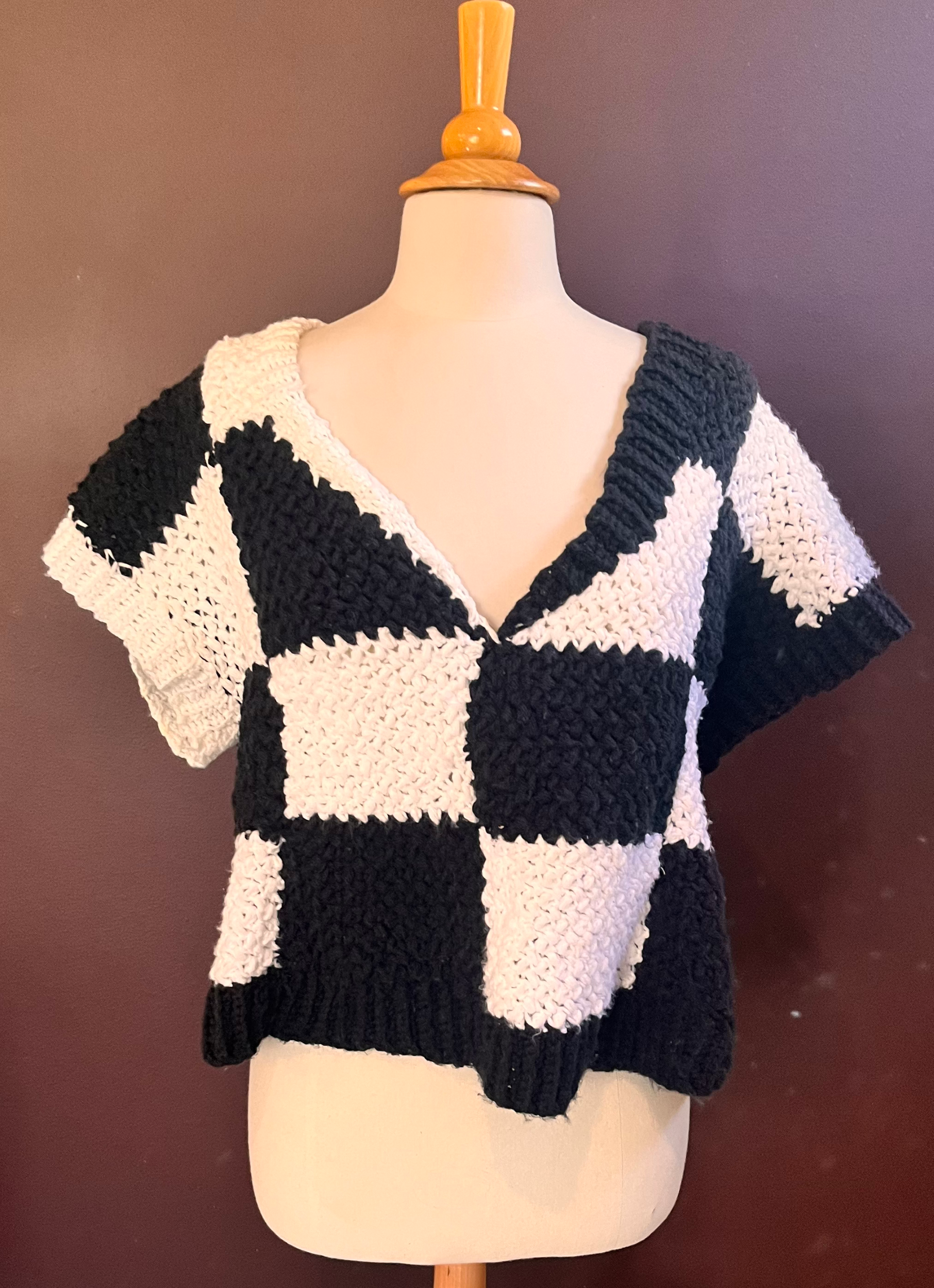 Checkers Oversized Sweater Vest — front